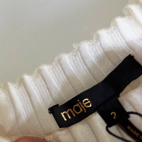 Maje, NWT Manu cut out white ribbed cold shoulder Knit Top_M - Picture 10 of 12